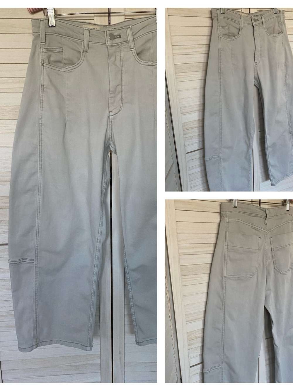 Pilcro Barrel High Rise Wide leg Light Grey Jeans SZ 27